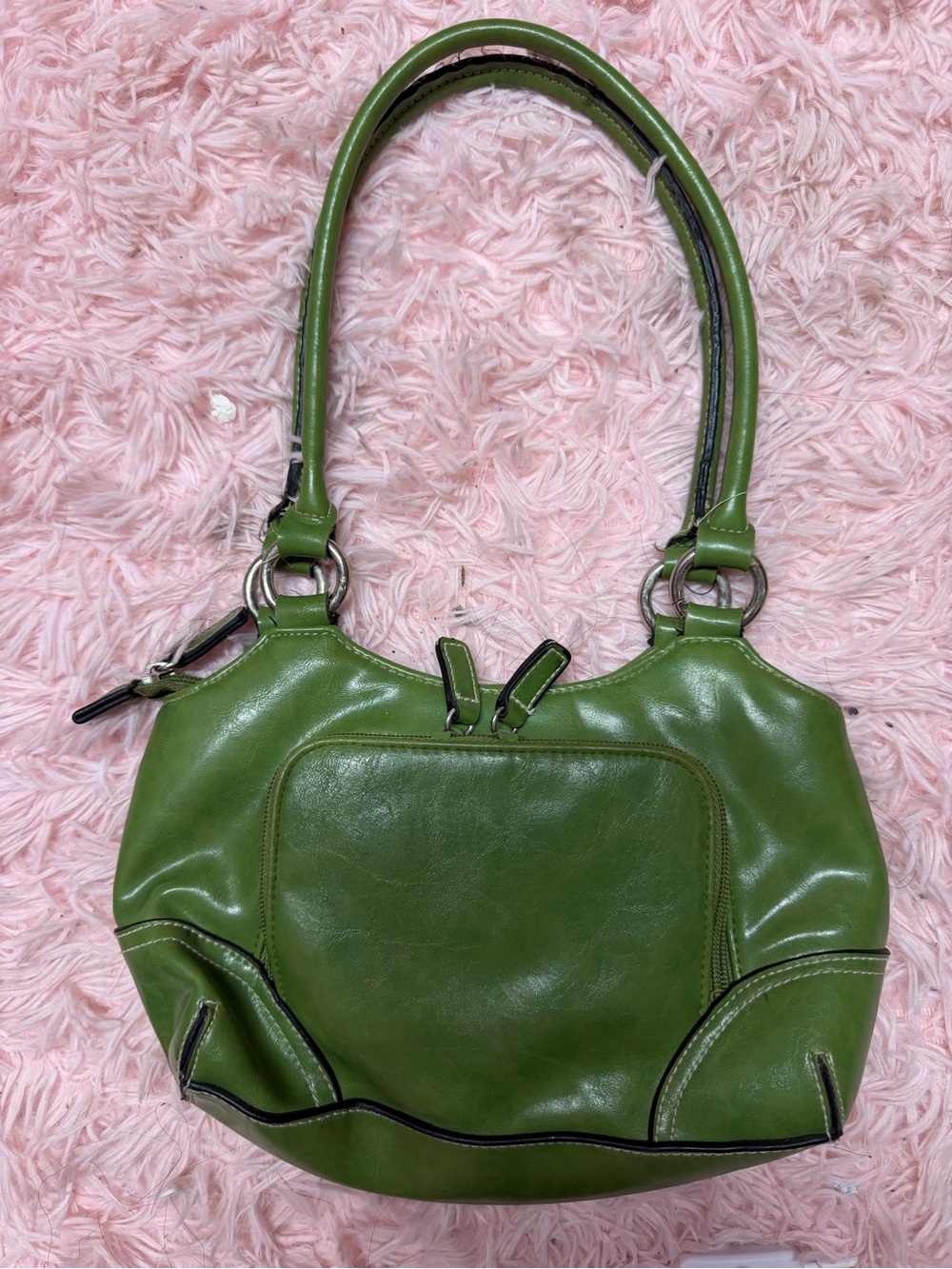 Green Leather Shoulder Bag - Women